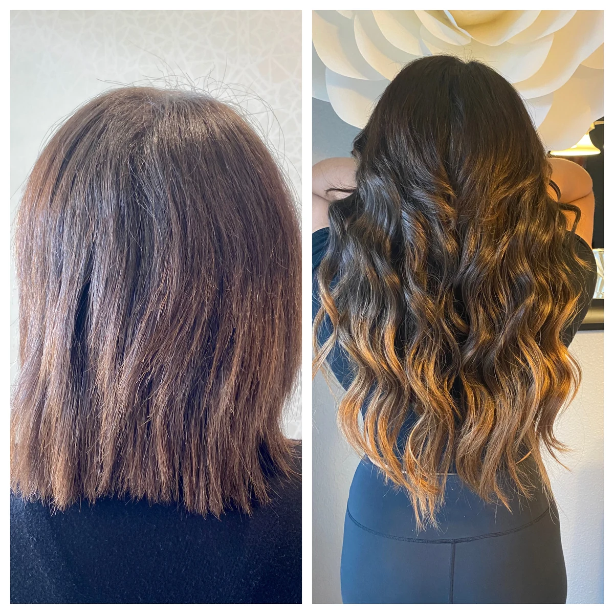 Hair color before and after transformation